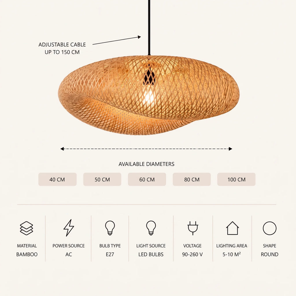 Závěsná lampa Osira z tkaného bambusu 